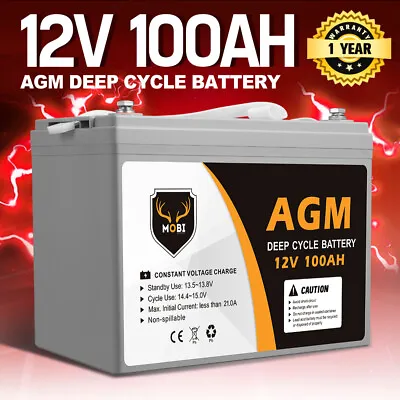 100Ah Deep Cycle Battery 12V AGM Marine Sealed Solar Power Portable 4WD • $209.95