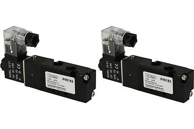 2x 12V DC Solenoid Air Pneumatic Control Valve 5 Port 4 Way 2 Position 1/8  NPT • $34.45