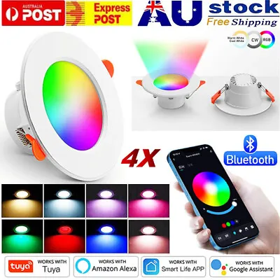 4Pcs 10W Smart Bluetooth RGB CCT LED Downlight Dimmable For Google Home Alexa • $40.99