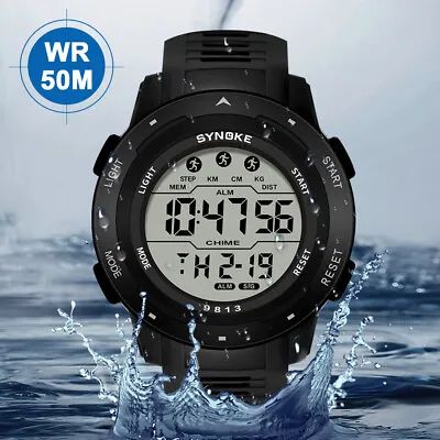 Men's Digital Watch Sports Waterproof LED Military Casual Watches Tactical Army • $9.99