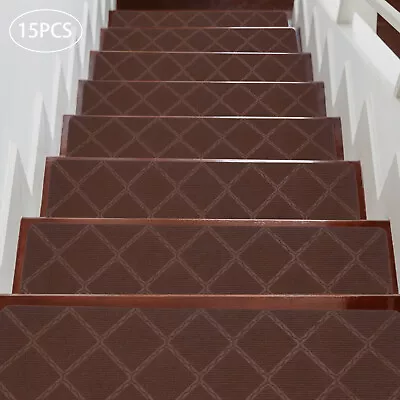 15PCS Indoor Non-Slip Carpet Stair Treads 30  X 8  Mats Coffee For Wooden Steps • $36.49