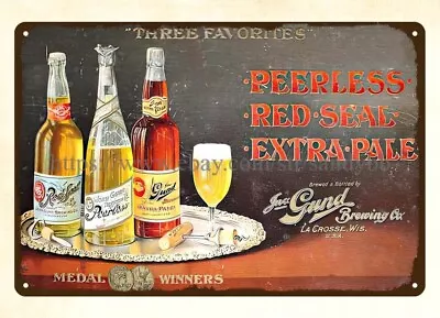 Pre Pro Peerless Pale Alcoholic Drink Three Favorites Beer Tin Sign Wall Art • $18.93