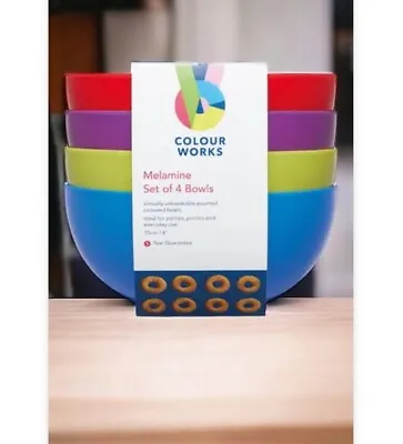 Colourworks Set Of Four 15cm Melamine Bowls Ideal For Parties Picnics Everyday  • £8.42