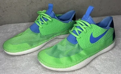 Nike SolarSoft Men's Shoes Sz 10 Lime Green Blue 555301-340 Lightweight Sneakers • $35.99