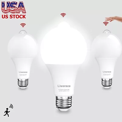 3-Pack LED PIR Auto Motion Sensor Light Bulbs E26/E27 15W(Eq.150W) Energy Saving • $18.95