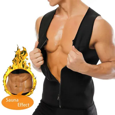 $27.99 • Buy Men's Sauna Heat Trapping Shirt Sweat Shaper Vest Gym Workout Suit Waist Trainer
