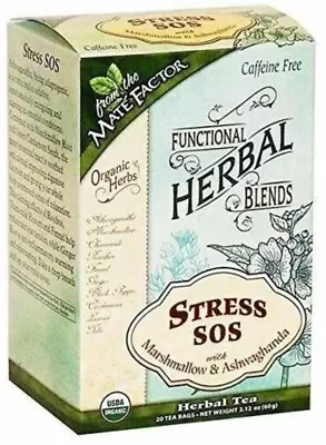 New Mate Factor Organic Stress SOS With Marshmallow Ashwagandha Tea 20 Bags • $8.88