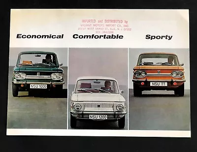 1960s NSU Original Sales Brochure 1000 C 1200 C TT Photos Vintage Car Auto Audi • $14.99