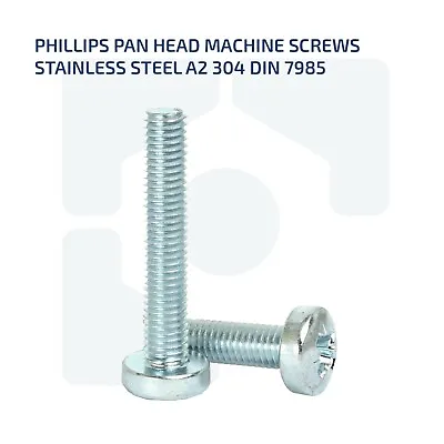 £1.13 • Buy M4 M5 M6 Phillips PAN Head Machine Screws Bolts A2 304 Stainless Steel DIN -7985