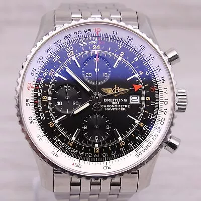 Breitling Navitimer GMT Mens 46mm Steel Automatic Chronograph Watch A24322 • $3749.99