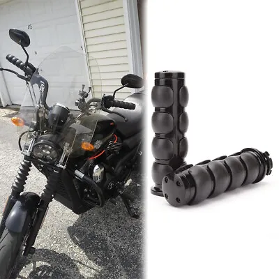 Motorcycle Rubber 1  Handlebar Grip Black For Yamaha V Star 650 950 1100 1300 • $37.11