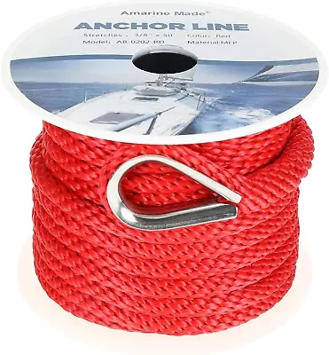 3/8inch 50FT Double Braid Nylon Dock Lines Boat Anchor Rope Mooring Rope Red • $25.19