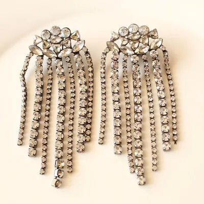 $8.59 • Buy New Zara Rhinestone Drop Statement Earrings Gift Fashion Women Party Jewelry
