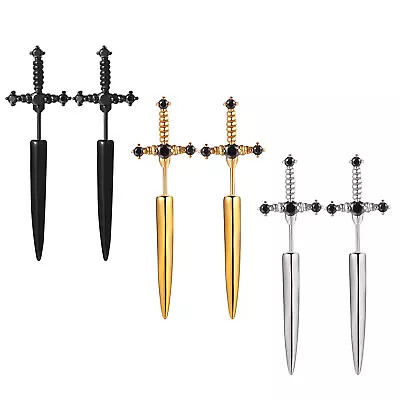 Gothic Sword Earrings Men Women Hiphop Cross Dagger Halloween Costumes Ear Studs • $15.99