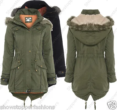 £46.95 • Buy NEW Womens OVERSIZED HOOD PARKA Ladies JACKET COAT FISHTAIL Size 8 10 12 14 16