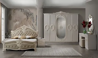 £1399 • Buy Luxury Nora Italian Bedroom Set 6 Door Wardrobe +Vanity Dresser + Mirror £1399