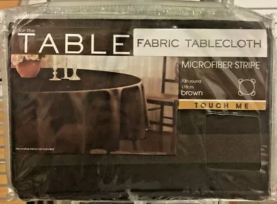 Maytex Fabric Tablecloth 70  Round Microfiber Stripe Brown • $19.99