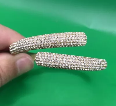 Michael Kors Gold Crystal Hinged Bracelet Overlapped Stunning • $22.49