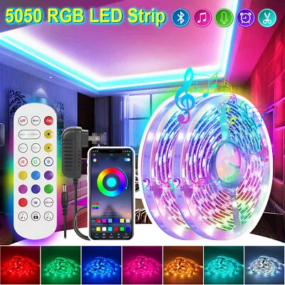 16.4ft LED Strip Lights RemoteControl MusicSync For Indoor Room Bluetooth 12V US • $8.99