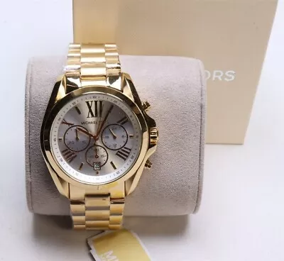 Michael Kors MK6266 Unisex Gold Stainless Bradshaw Chronograph Watch $250 New • $9.99