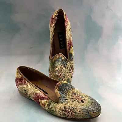 $41 • Buy ZALO Slip On Stitched Fabric Leather Sole Floral Sun Flat Shoes Sz 7