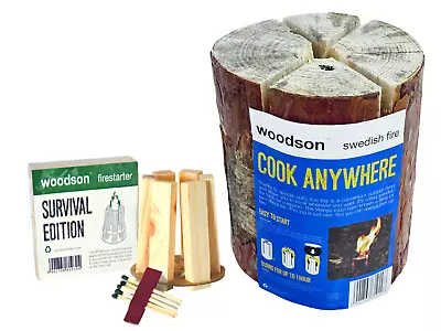 Woodson Swedish Torch Fire Log Camping Cooking Garden Candle With Fire Starter • £19.99