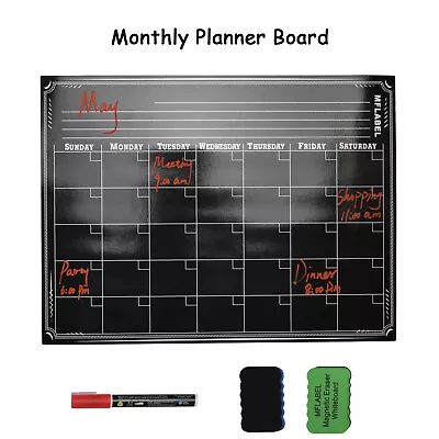 Magnetic Dry Erase Refrigerator Calendar Monthly Weekly Planner Black Board • $9.96