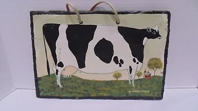 Warren Kimble Primitive Cow Painting On Slate Wall Hanging 12 X8  EUC • $21.59