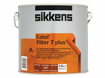 £74.99 • Buy Sikkens Cetol Filter 7 Plus Translucent Woodstain Dark Oak 2.5 Litre SIKCF7PDO25