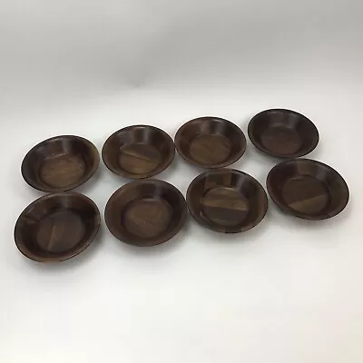 Set Of 8 Vintage Vermillion Real Walnut Salad Bowls 6” Solid Wood • $42.99