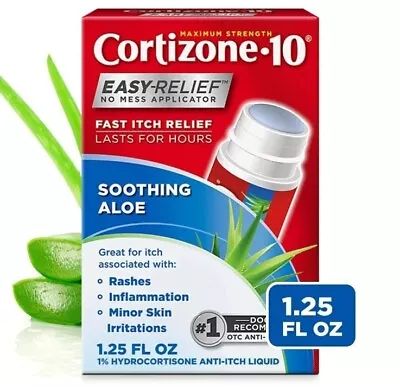 Cortizone 10 Easy Relief Applicator Anti-Itch Liquid 1.25 OZ W/ Healing Aloe NEW • $7.95