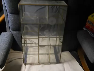 Vintage--Mirrored/ Etched Glass And Brass Curio Display Case Wall/ Shelf 15 1/2  • $25