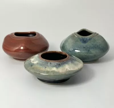 Lot Of 3 Blue/Green/Brick Ikebana Flower Vase Frog Bed Of Nails Studio Pottery • $34.99