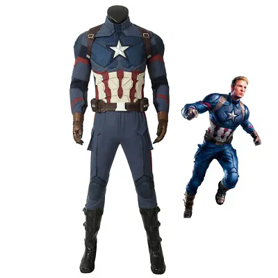 Avengers Endgame Captain America Costume Cosplay Suit Steve Rogers Outfit • $150.89