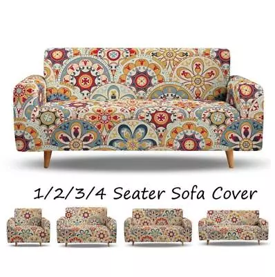 Sofa Slipcover Bohemian Colours 1-4 Seater Stretch Elastic Couch Protector Cover • $59.92