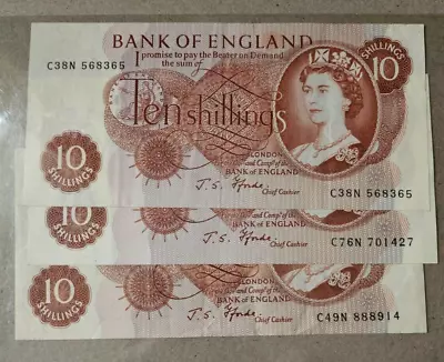 UK Three 1967 Ten Shilling Notes J.S.Fforde Circulated Condition  {L056} • £5