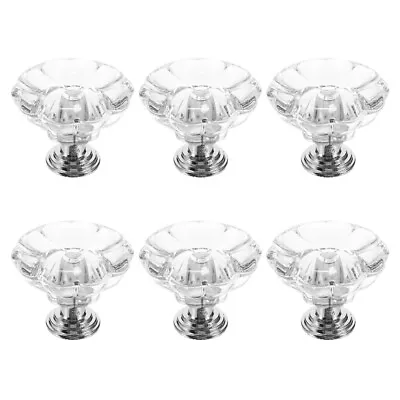  6 Pcs Armoire Wardrobe Closet Drawer Knobs Crystal Handle Acrylic • £8.29