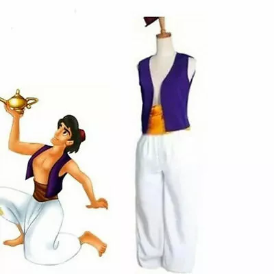 Animation Aladdin Prince Cosplay Costume Men Clothes Uniform Fancy Dress Outfits • £28.82