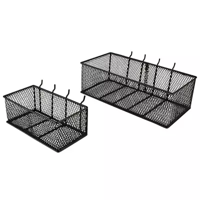 PEGBOARD BASKETS 2 Pack Steel Wire Mesh Garage Wall Organizer Storage Bins Blac • $15.98