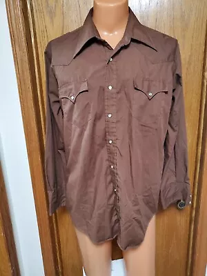 XL VTG 60s 70s Soft Thin Western PEARL SNAP Shirt Big Collar COWBOY Rodeo Ranch • $14.99