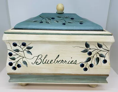Kathy Hatch Collection Wood Box Lid Blueberry Motif Signed Hand Painted • $24.99