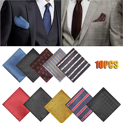 10pcs Men's Pocket Squares Handkerchiefs Soft Assorted Colorful Business Hankies • $11.98