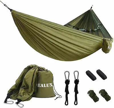Double Person Outdoor Travel Camping Tent Hanging Hammock +Mosquito Net Green Uk • £13.29