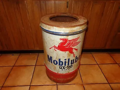 LARGE VINTAGE OIL DRUM CAN SIGN MOBIL PEGASUS FLYING HORSE MOBILUBE - 23 X 14 In • $699.99