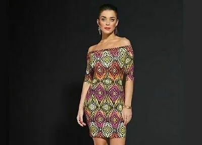 £2.99 • Buy Adore Ladies Beautiful Bardot Aztec Colorful Mini Short Dress Plus Size 18