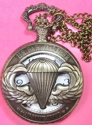 US Paratrooper. Men's Pocket Watch With Chain. • $9.95