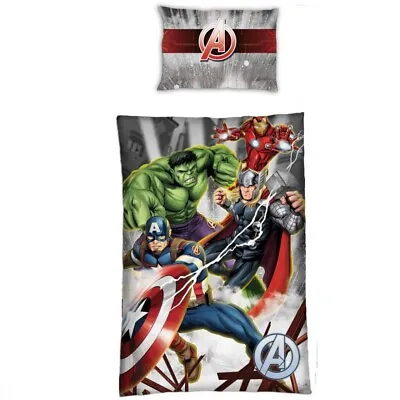 Marvel Avengers Single Duvet Cover Set 140 X  200 Cm Iron Man Thor Hulk Cap • £26.49