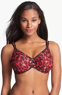 New Wacoal Bra 34d 34 D #855167 Awareness Leopard Print Red Nordstrom • $28.95