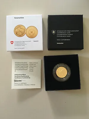 $610.15 • Buy Swiss Gold Coin 2022 Swissmint Switzerland Timemachine CHF 25.- Au Proof