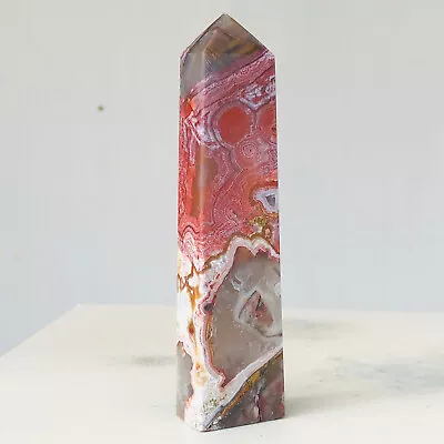 298g Natural Pink Mexican Crazy Lace Agate Quartz Crystal Obelisk Healing Q271 • $29